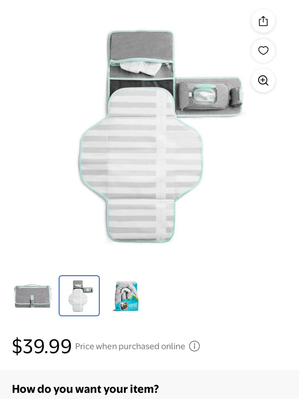 Munchkin Gray Changing Pad with Mint Trim